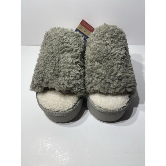Dearfoams Womens Cozy Comfort Platform Terry Slide Slipper Green 7/8 NWT - Picture 1 of 5